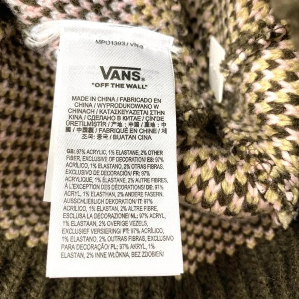 Vans MN VANS Jucti Brown Ornament Beanie Skateboarding Hat Women Men VN0A5KIR3N1